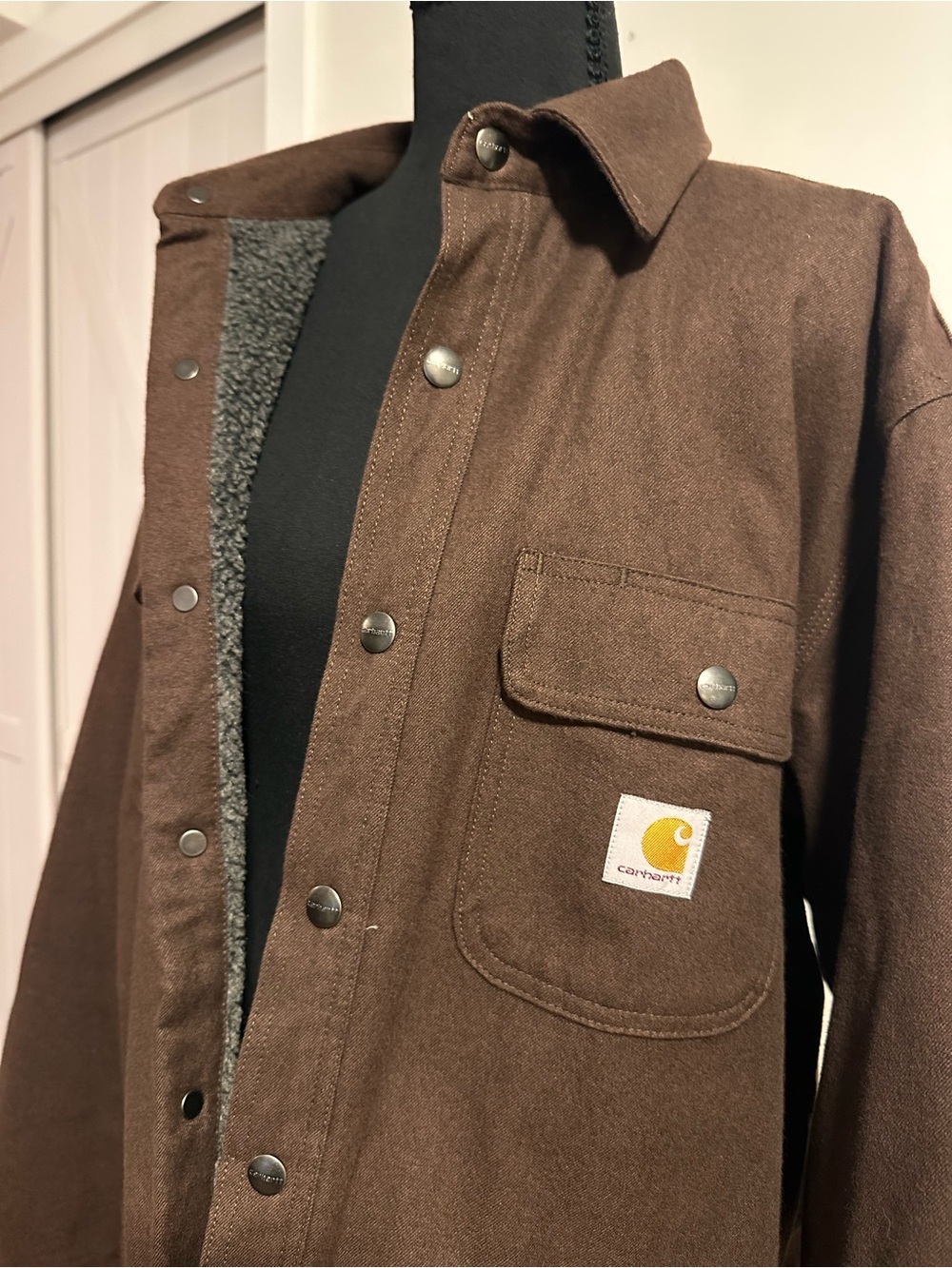 Carhartt Brown Jacket with Gray Sherpa Lining